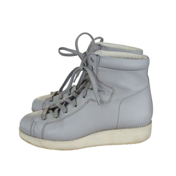Acne Studios Feliks High Top Sneakers Gray Wedge Platform Leather Women's 38 8 - Picture 2 of 9